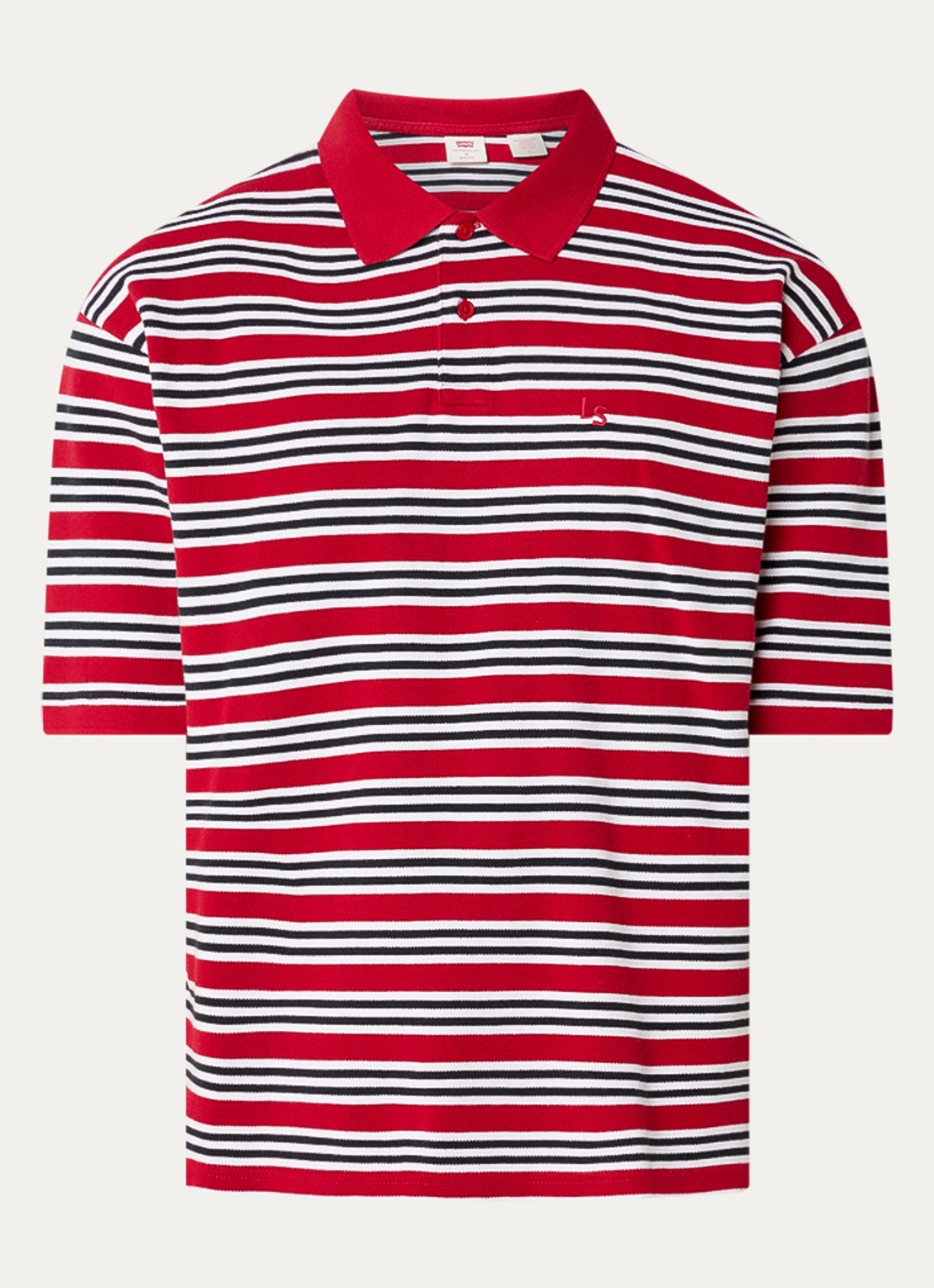 Levi's Finn regular fit polo met streepprint - voorkant 2 steenrood