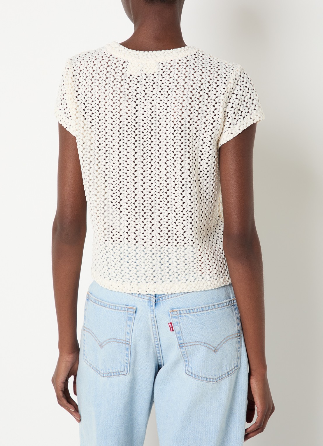 Levi's Fiona semi-transparant T-shirt van kant - achterkant 3 creme
