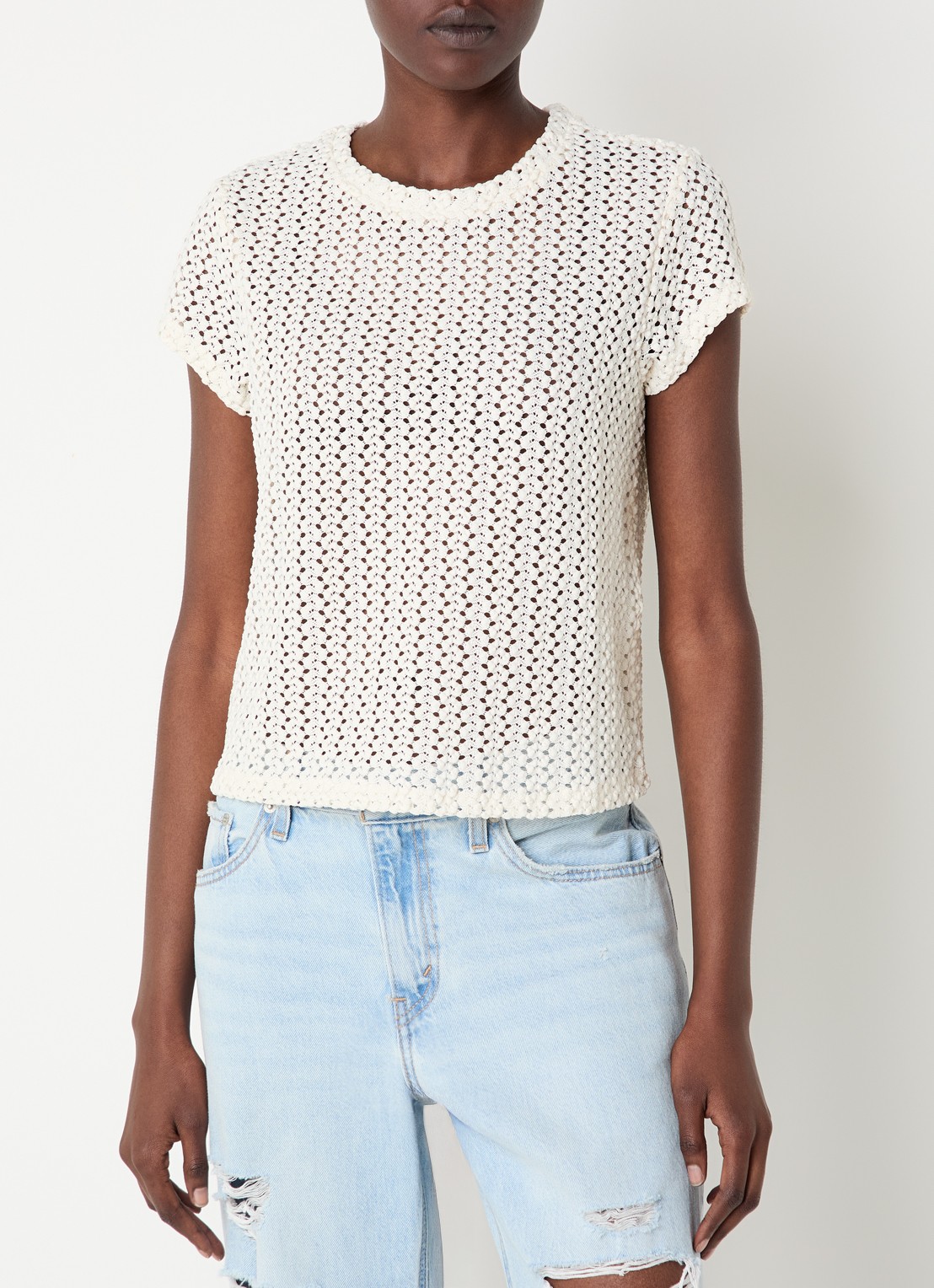 Levi's Fiona semi-transparant T-shirt van kant - detail 4 creme