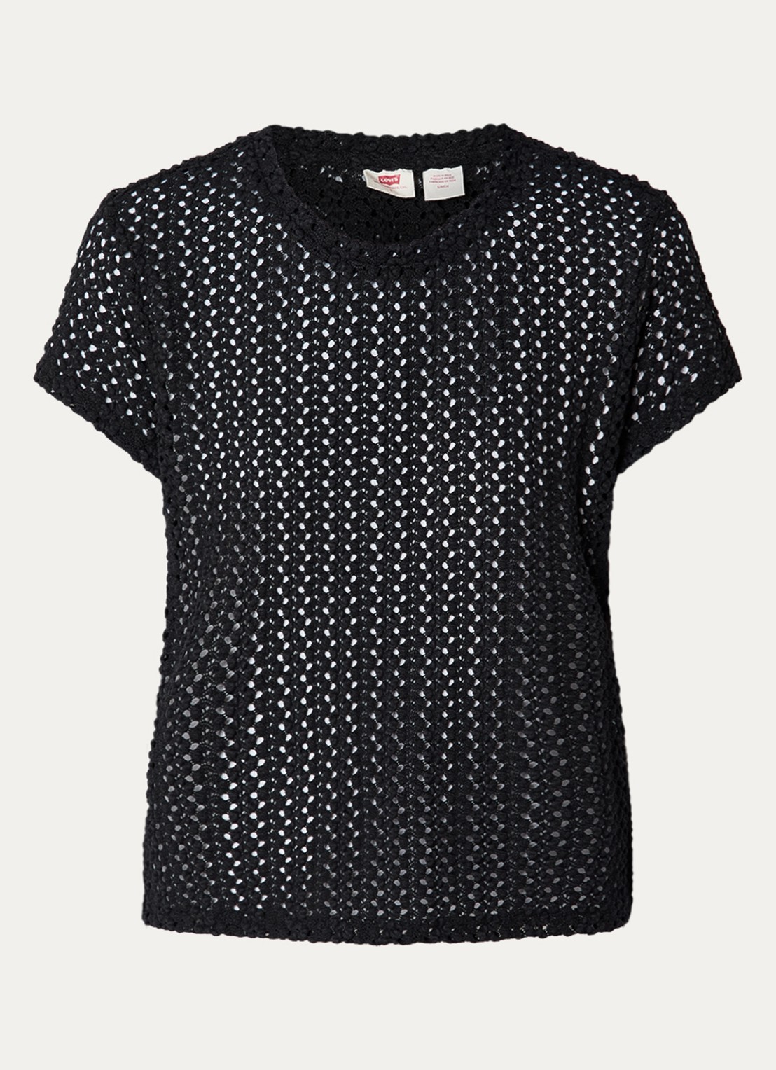 Levi's Fiona semi-transparant T-shirt van kant - voorkant zwart
