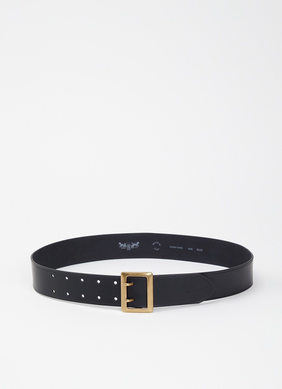 Levi's Frankie riem van buffelleer - voorkant zwart