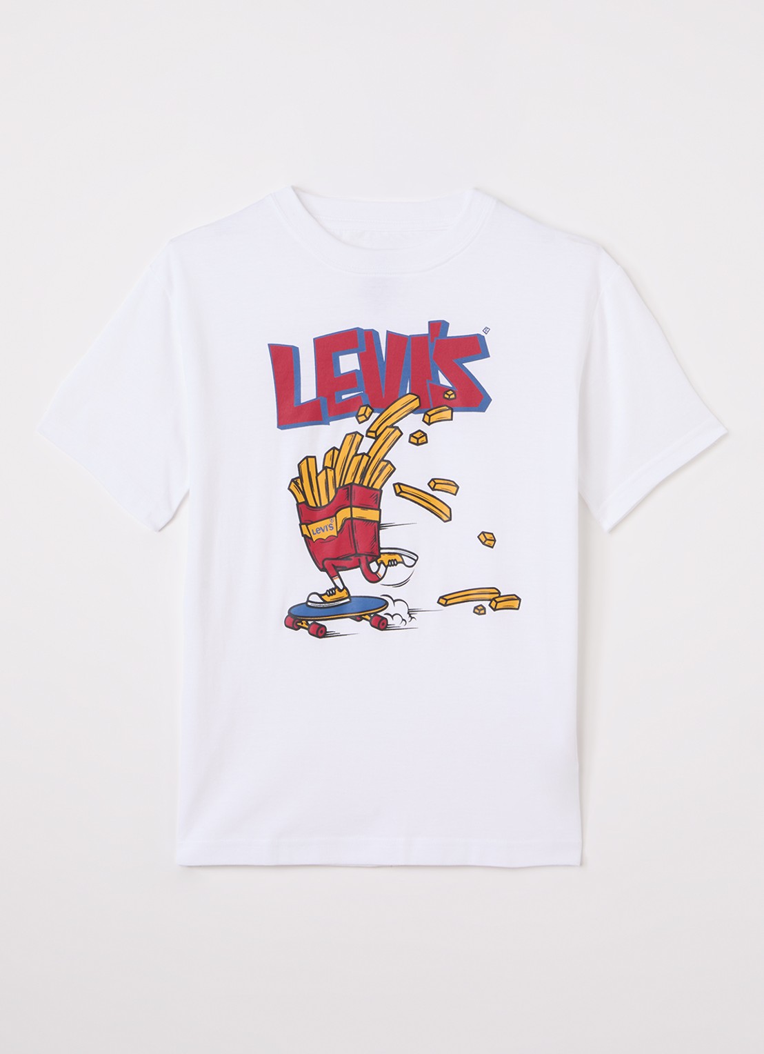 Levi's Fries on the Loose T-shirt met logoprint - voorkant wit