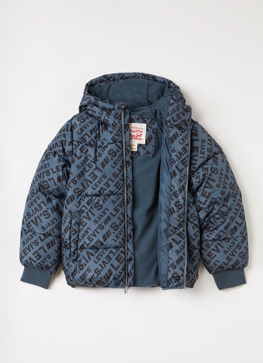 Levi's Gewatteerd jack met logoprint - voorkant 2 antraciet
