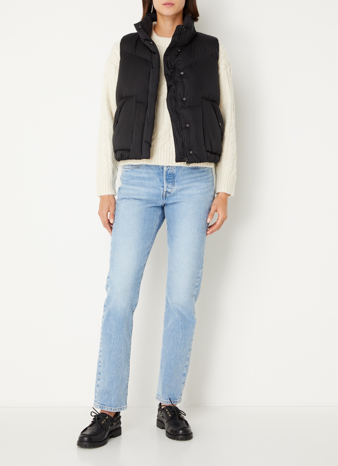 Levi's Gewatteerde bodywarmer met donsvulling - voorkant 3 zwart