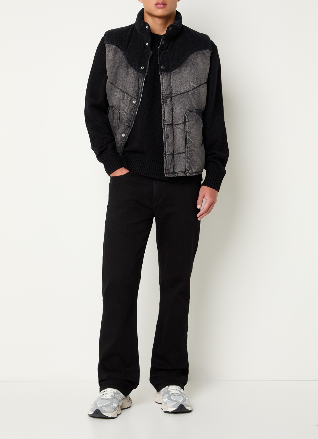 Levi's Gewatteerde bodywarmer met donsvulling - voorkant 2 zwart