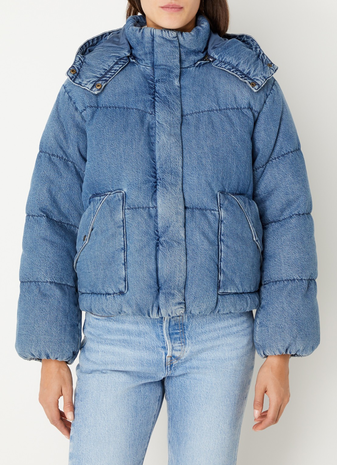 Levi's Gewatteerde spijkerjas met donsvulling - detail 3 indigo