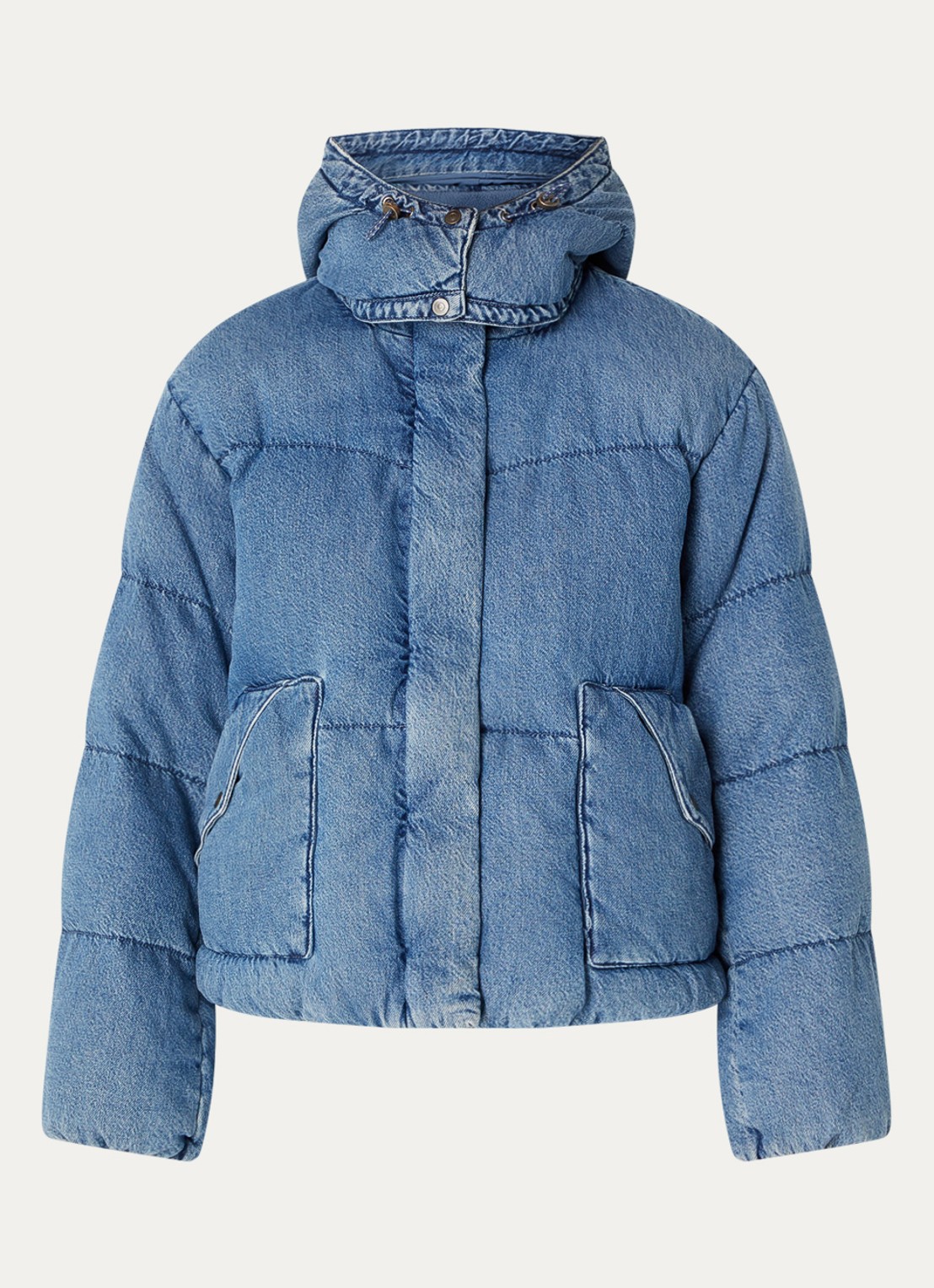 Levi's Gewatteerde spijkerjas met donsvulling - voorkant indigo