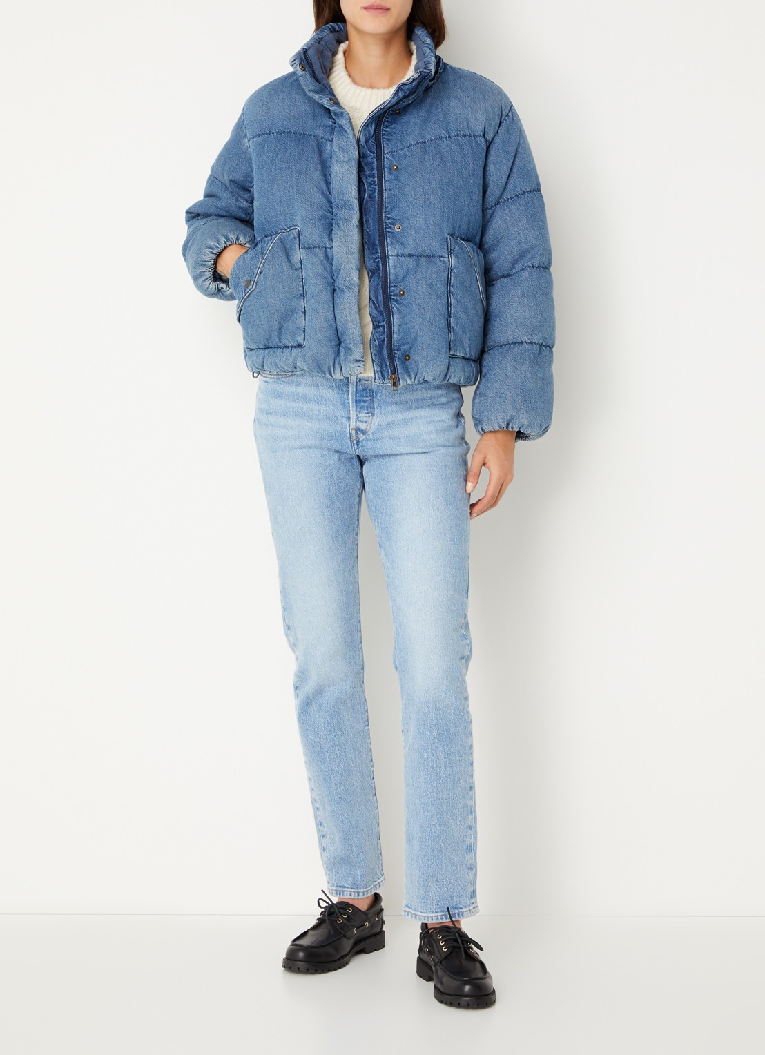 Levi's Gewatteerde spijkerjas met donsvulling - voorkant 2 indigo