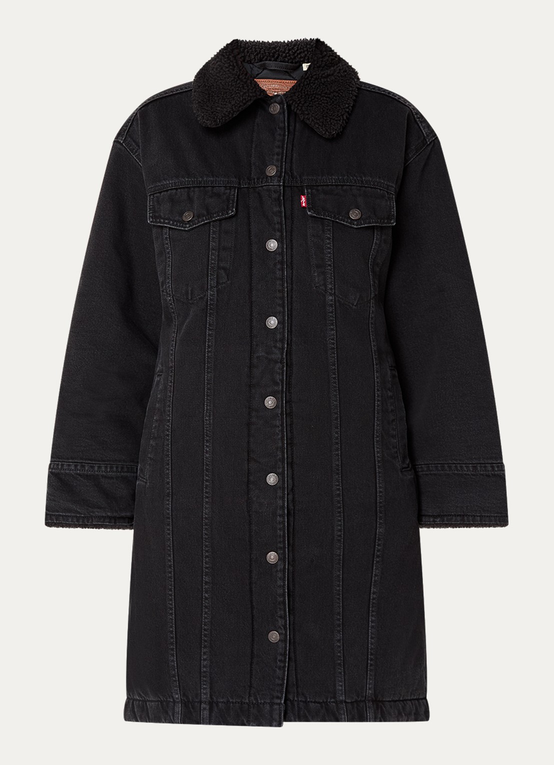 Levi's Gewatteerde spijkerjas met steekzakken - voorkant 2 zwart