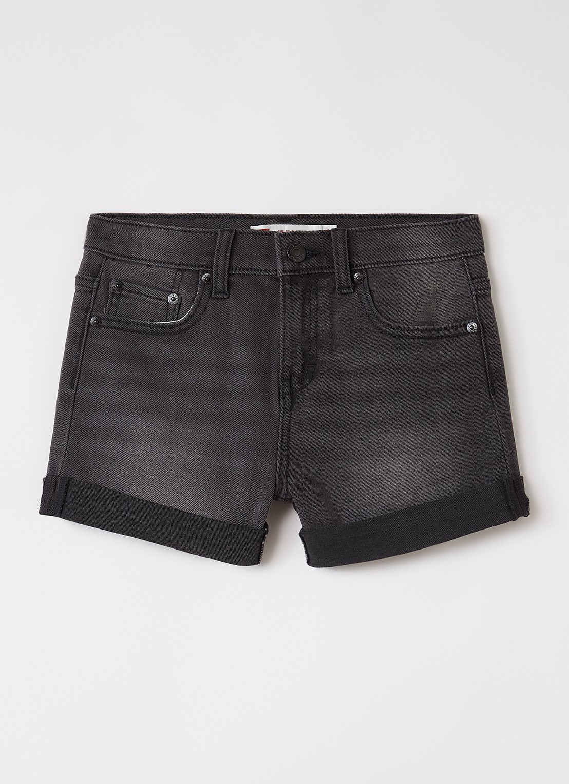 Levi's Girlfriend loose fit korte broek van denim met steekzakken - voorkant antraciet