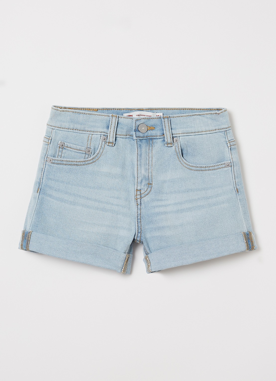 Levi's Girlfriend loose fit korte broek van denim met steekzakken - voorkant lichtblauw