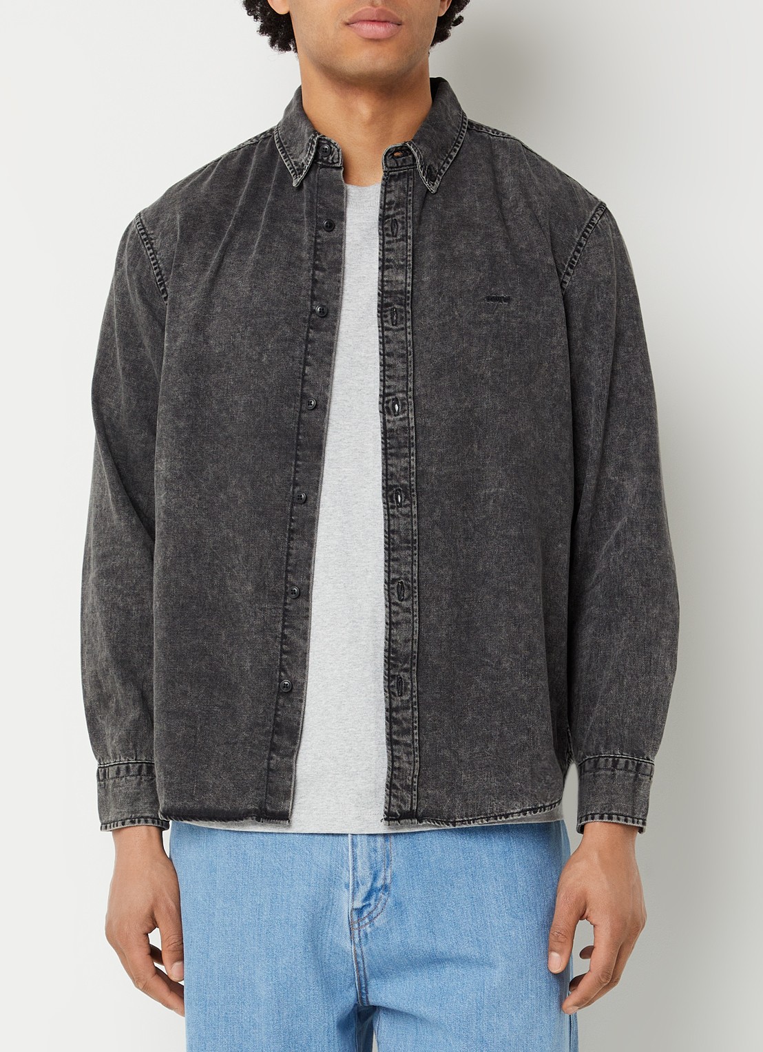 Levi's Gizmo overshirt van denim - detail 4 antraciet