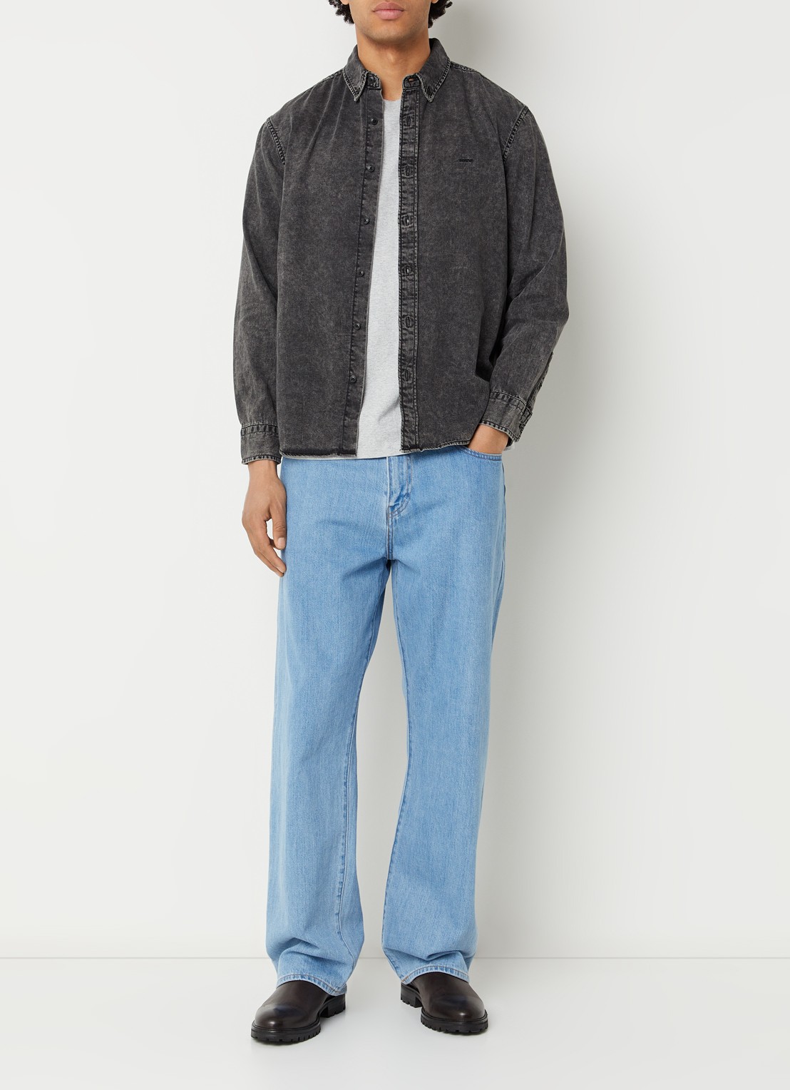 Levi's Gizmo overshirt van denim - voorkant 3 antraciet