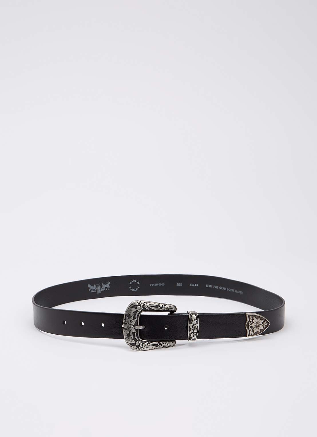 Levi's Go West riem van leer - voorkant 2 zwart