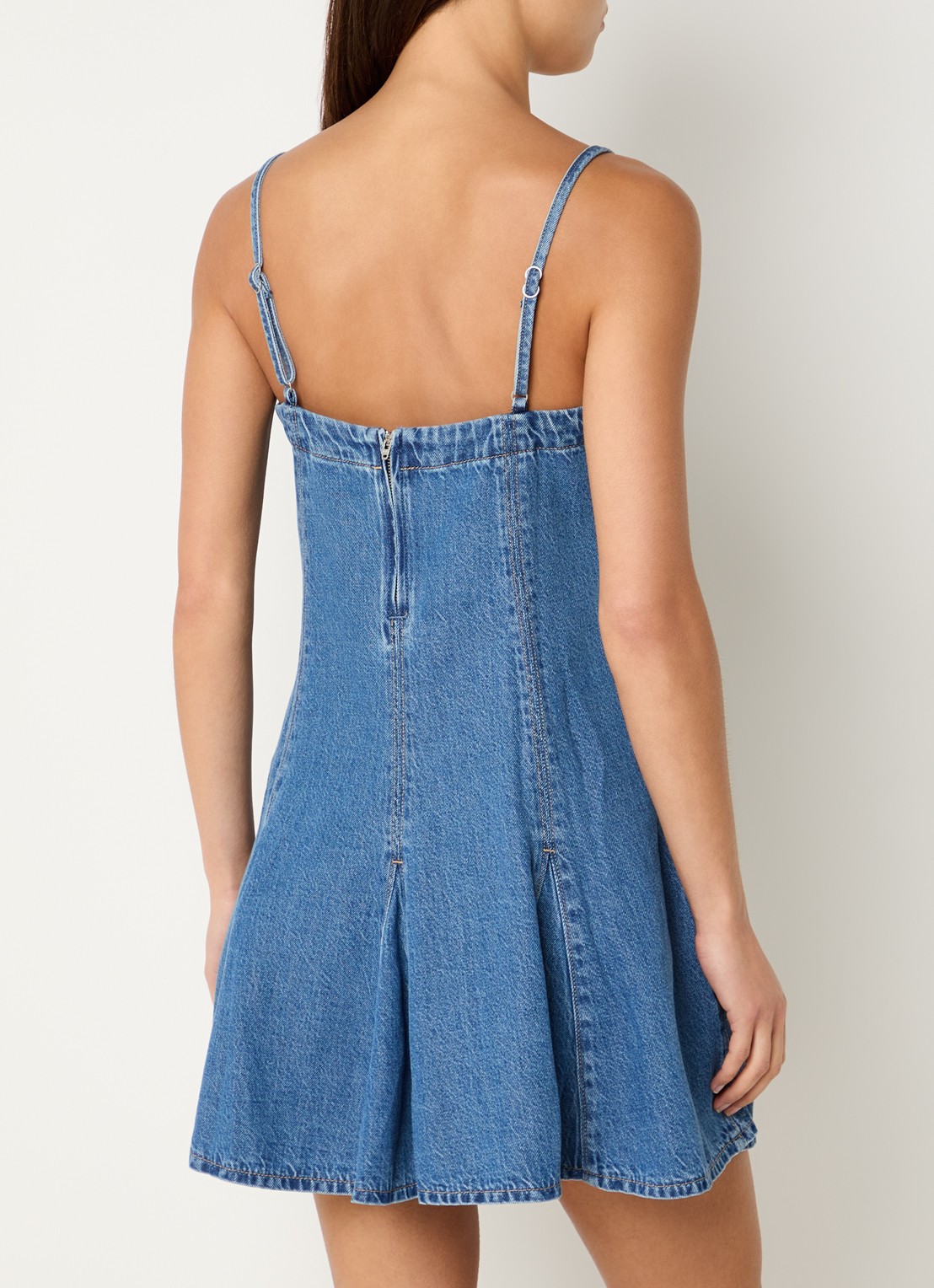 Levi's Godet mini A-lijn jurk met plooidetail - achterkant 4 indigo