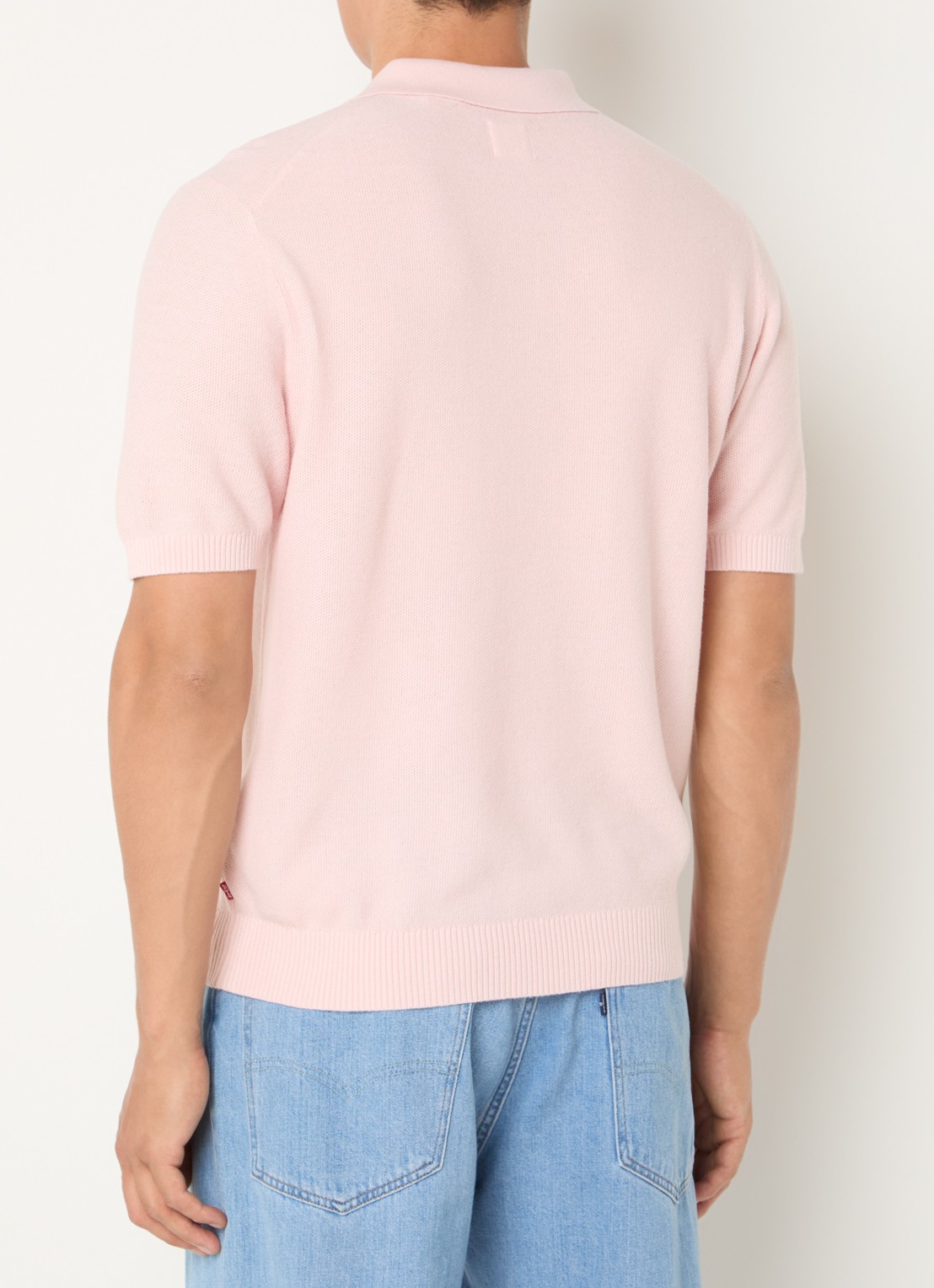 Levi's Grofgebreide regular fit polo in linnenblend - achterkant 4 roze