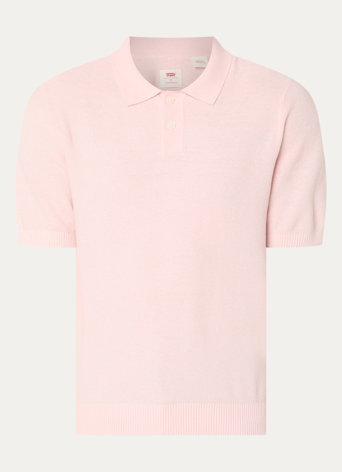 Levi's Grofgebreide regular fit polo in linnenblend - voorkant 2 roze