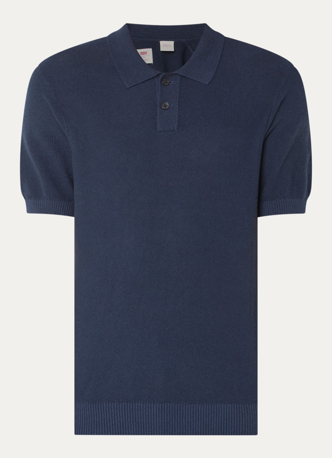 Levi's Grofgebreide regular fit polo in linnenblend - voorkant 3 donkerblauw