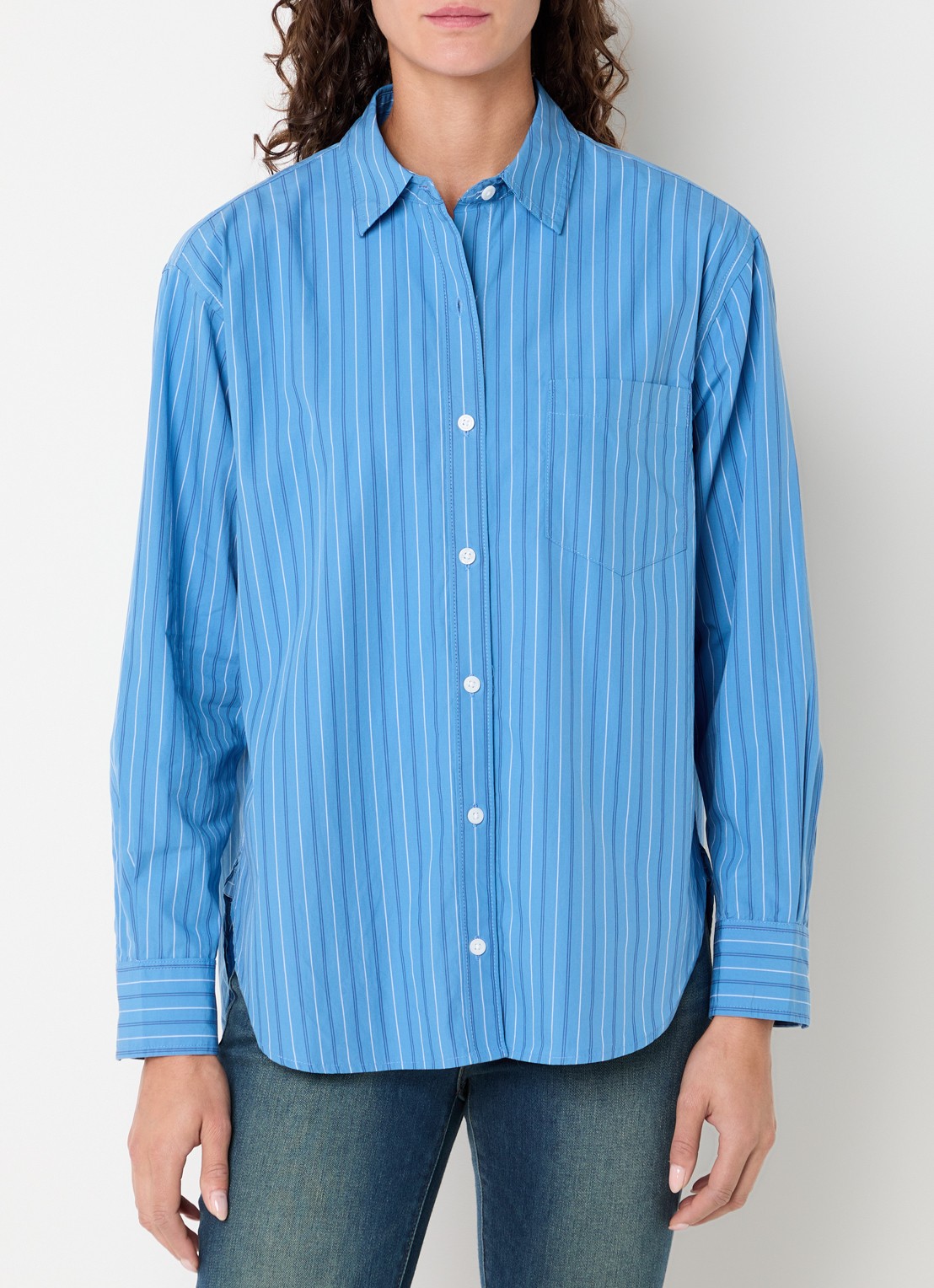 Levi's Harlie blouse met streepprint - detail blauw