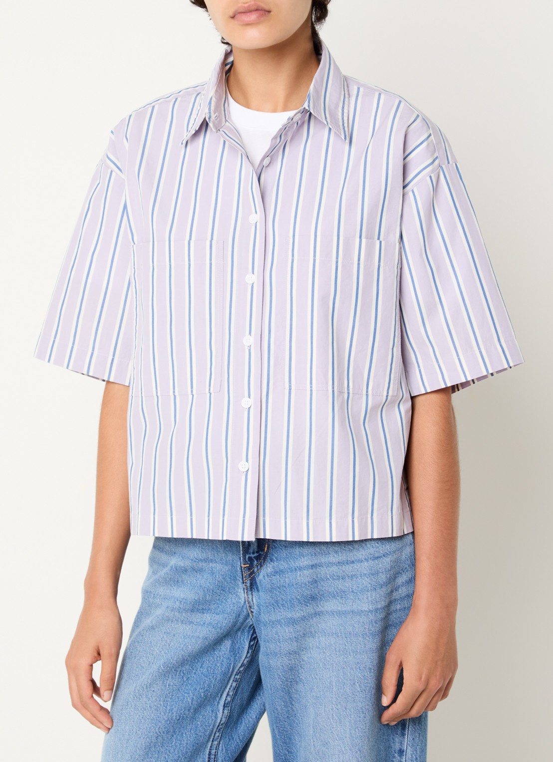 Levi's Harlie blouse met streepprint - detail 3 lichtpaars