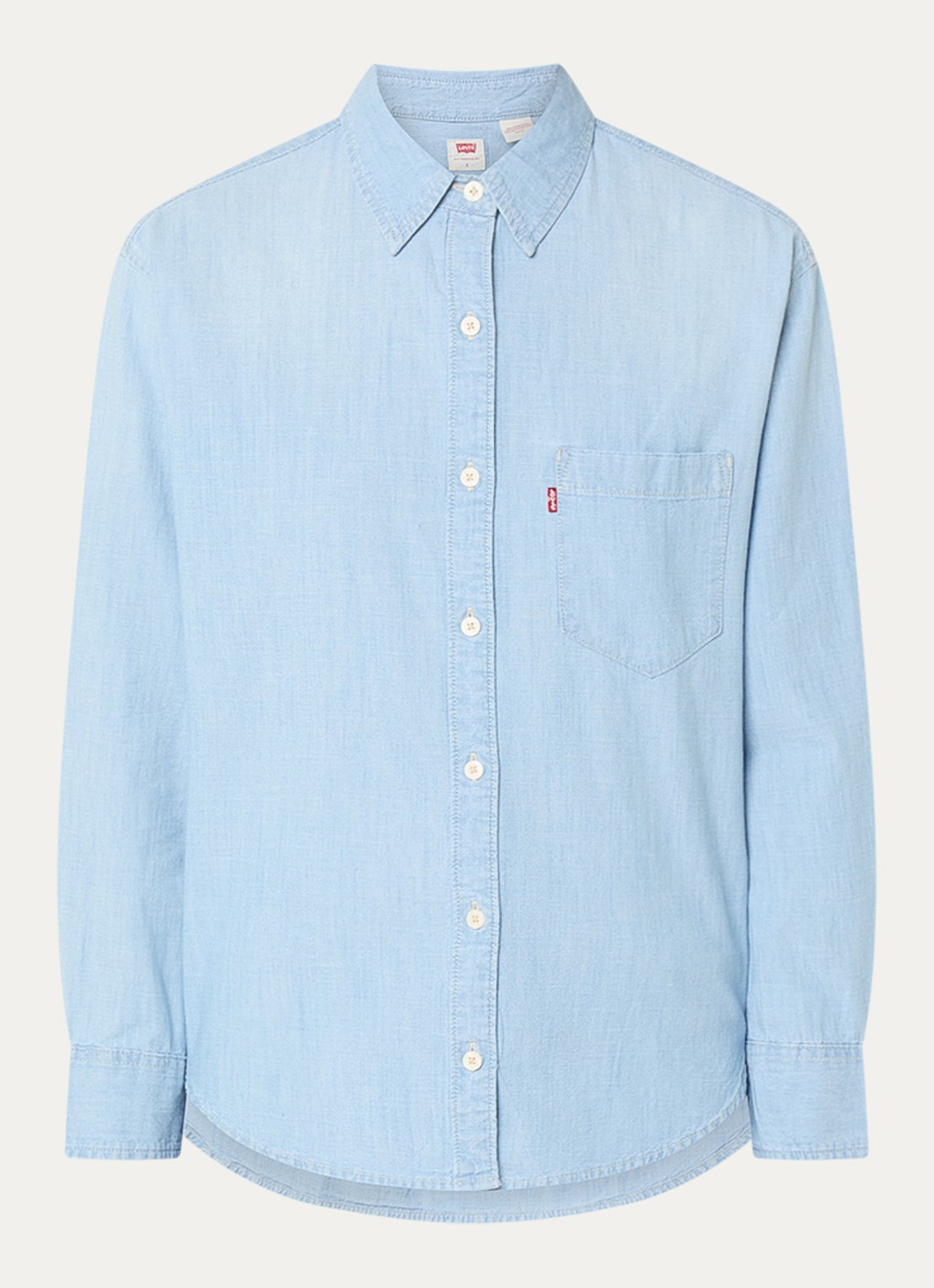 Levi's Harlie blouse van chambray met borstzak - voorkant 2 lichtblauw