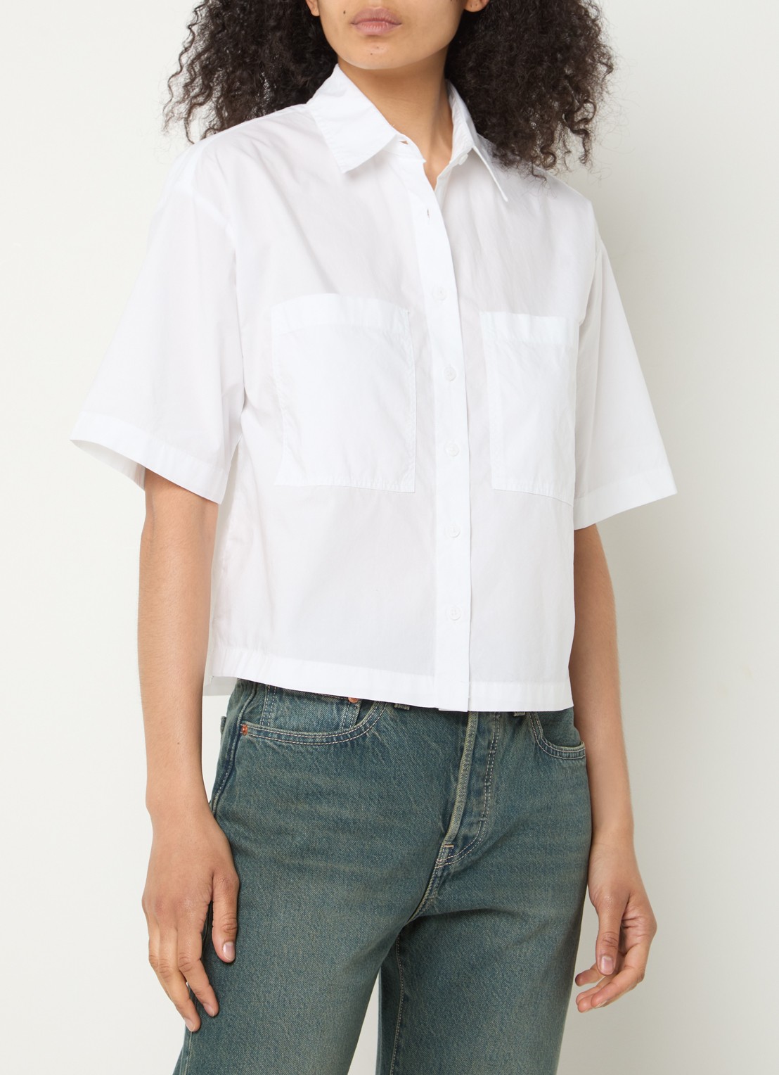 Levi's Harlie cropped blouse met borstzakken - detail 2 wit