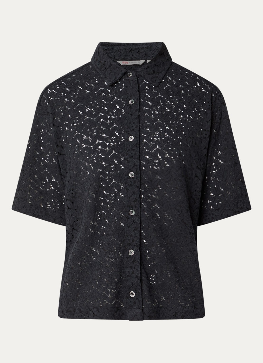 Levi's Harlie semi-transparante blouse van kant - voorkant zwart