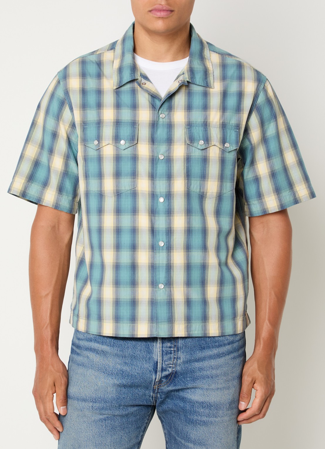 Levi's Harryson overshirt met ruitdessin - detail geel