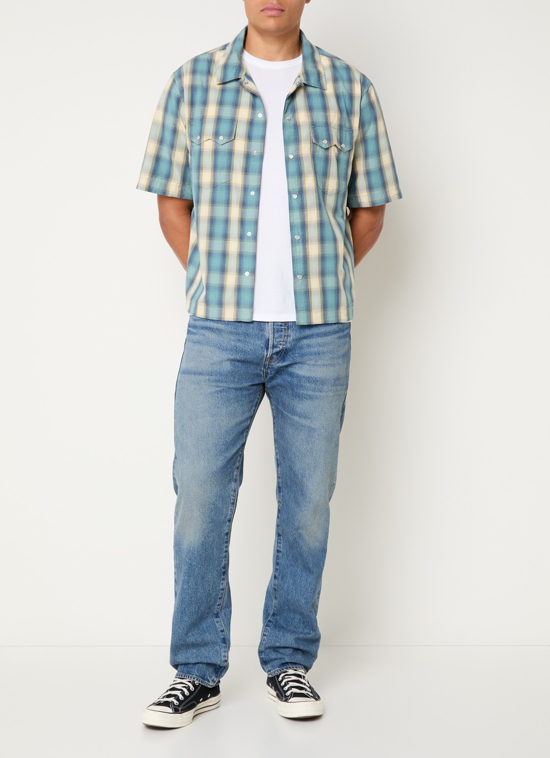 Levi's Harryson overshirt met ruitdessin - voorkant 3 geel