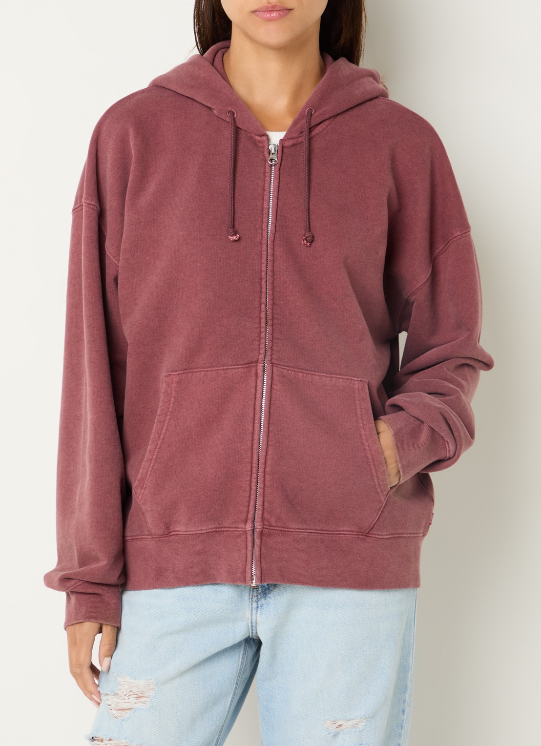 Levi's Hayes sweatvest met steekzakken - detail 2 steenrood