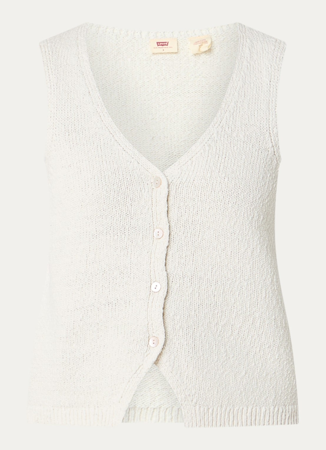 Levi's Helen grofgebreide gilet met V-hals - voorkant 3 gebroken wit
