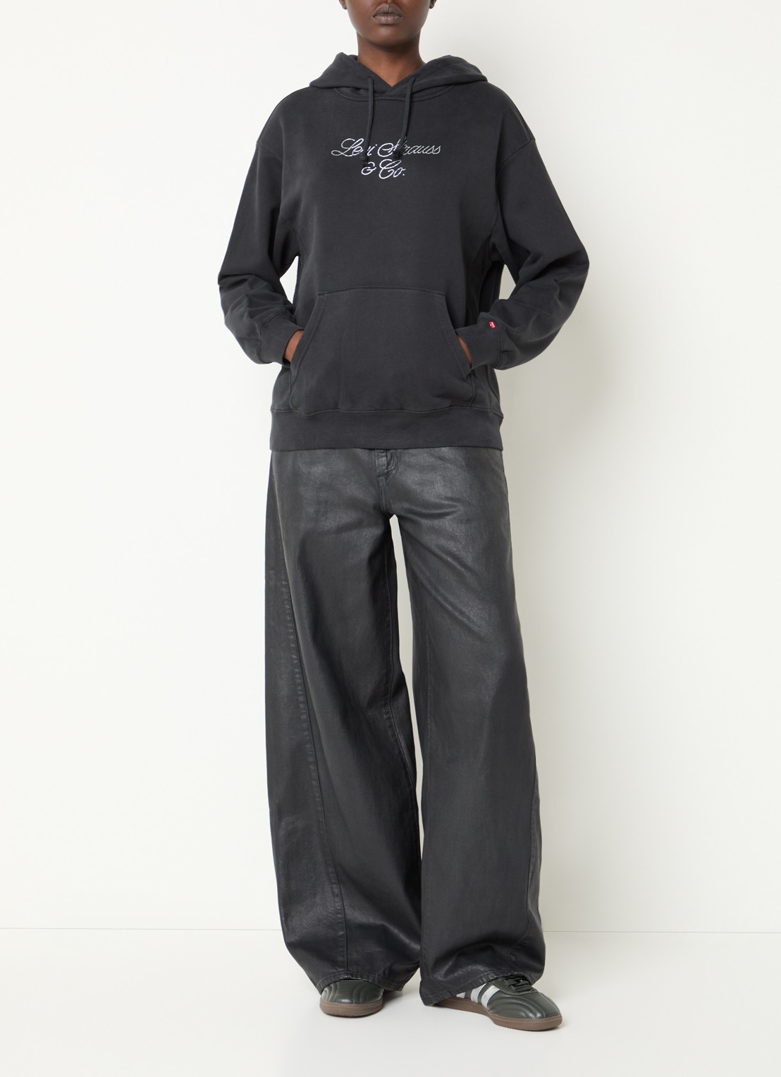 Levi's Heritage hoodie met logoprint en strass - voorkant 2 zwart