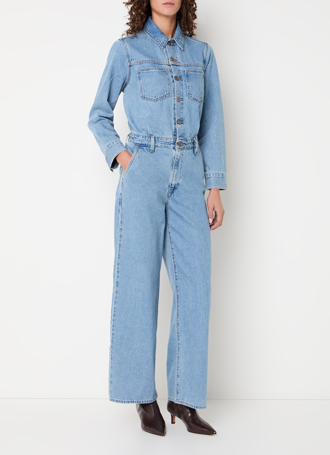 Levi's Heritage straight fit jumpsuit van denim met steekzakken - detail indigo