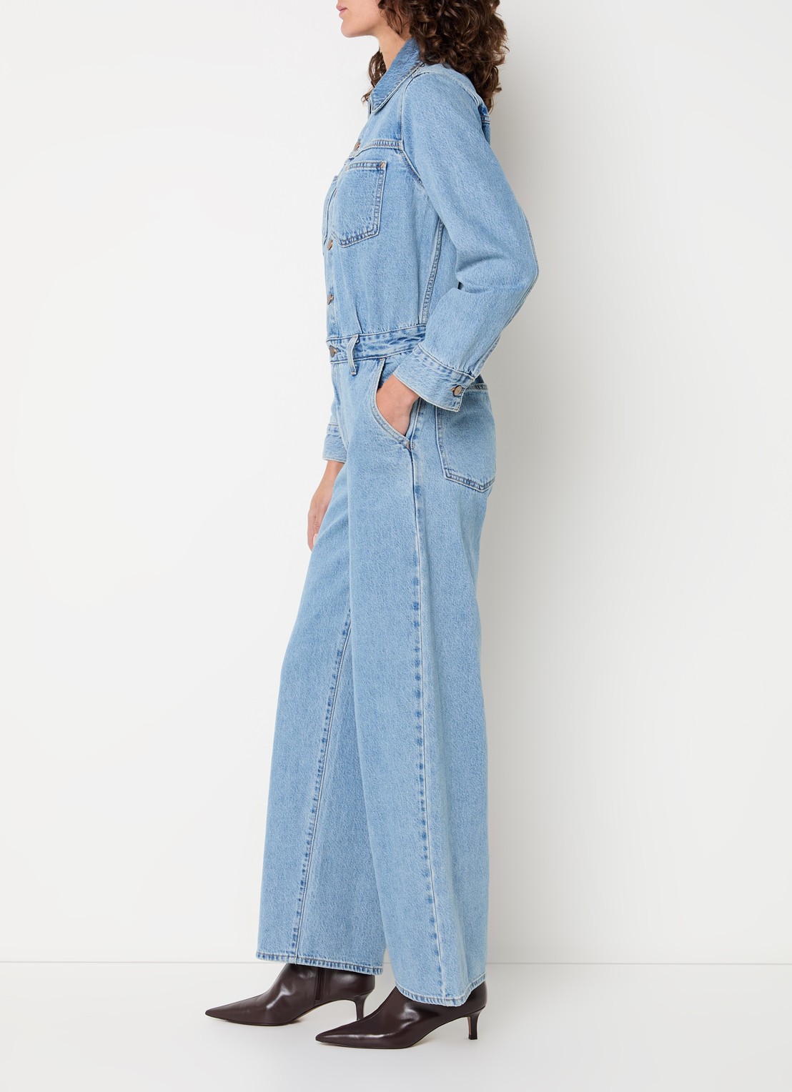 Levi's Heritage straight fit jumpsuit van denim met steekzakken - voorkant 3 indigo
