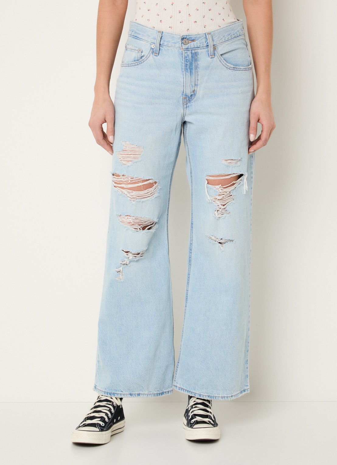 Levi's High waist flared fit jeans met destroyed afwerking - detail 4 indigo