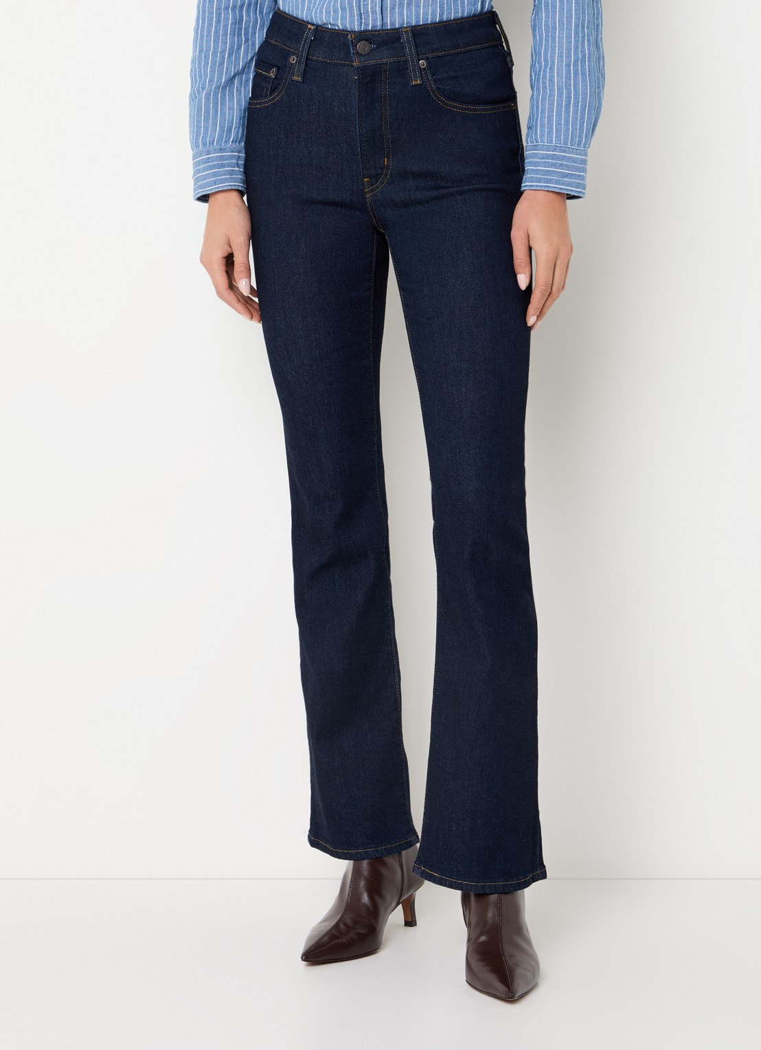 Levi's High waist flared jeans met donkere wassing  - detail 3 indigo