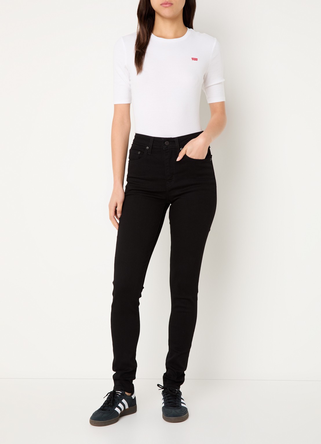 Levi's High waist skinny jeans met stretch - voorkant 2 zwart
