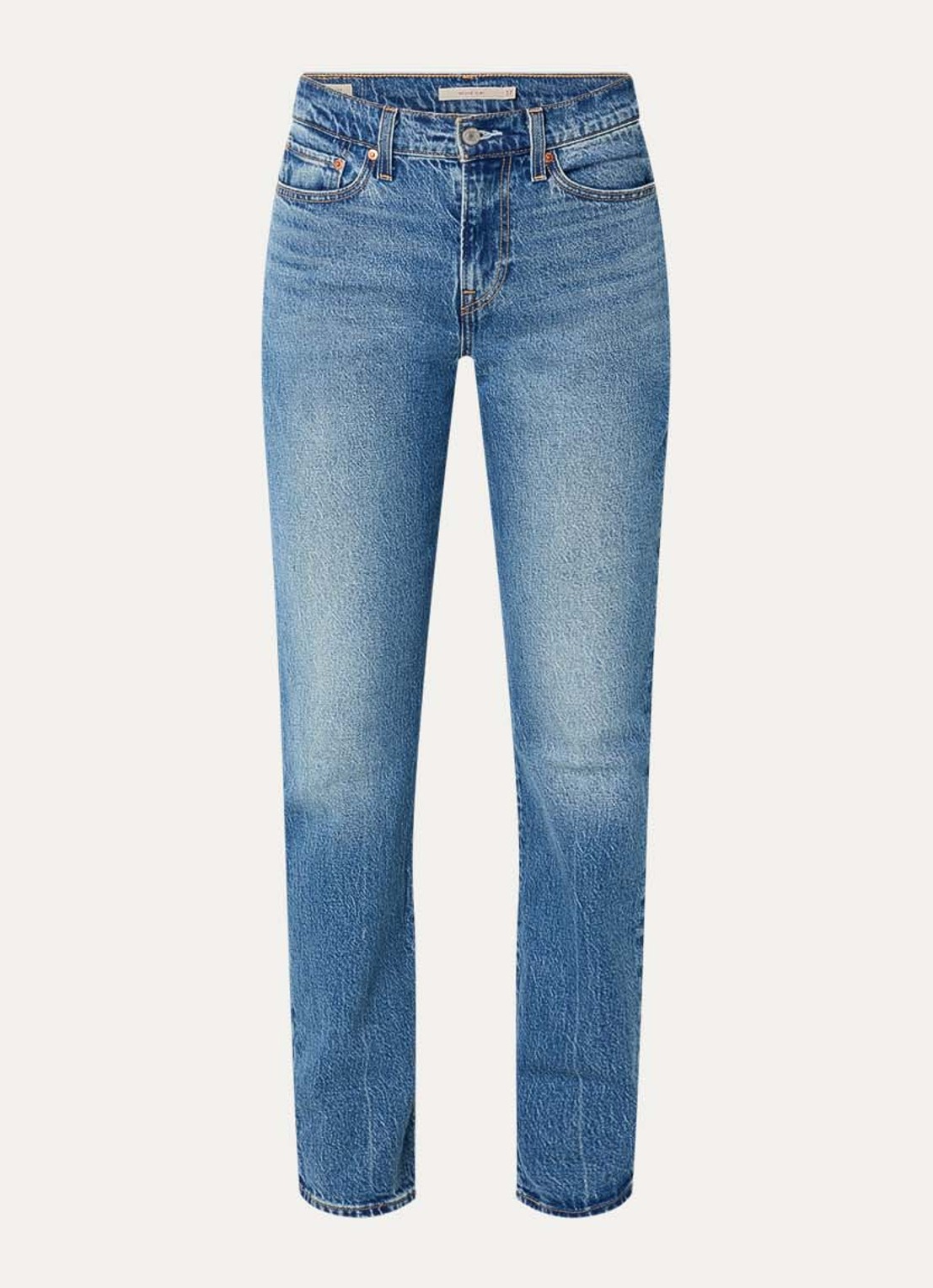Levi's High waist slim fit jeans met medium wassing - voorkant indigo