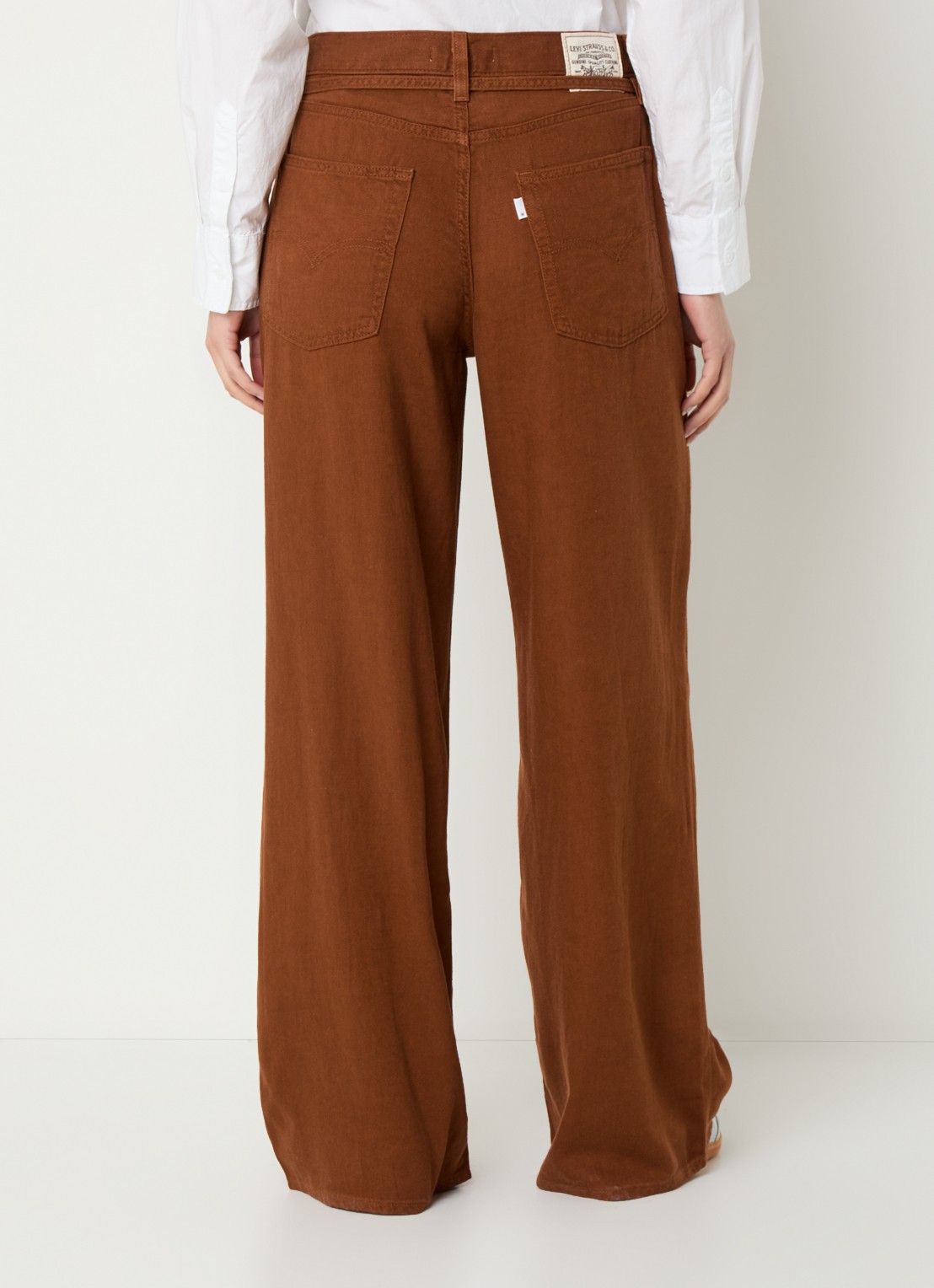 Levi's High waist straight leg jeans in linnenblend - achterkant bruin