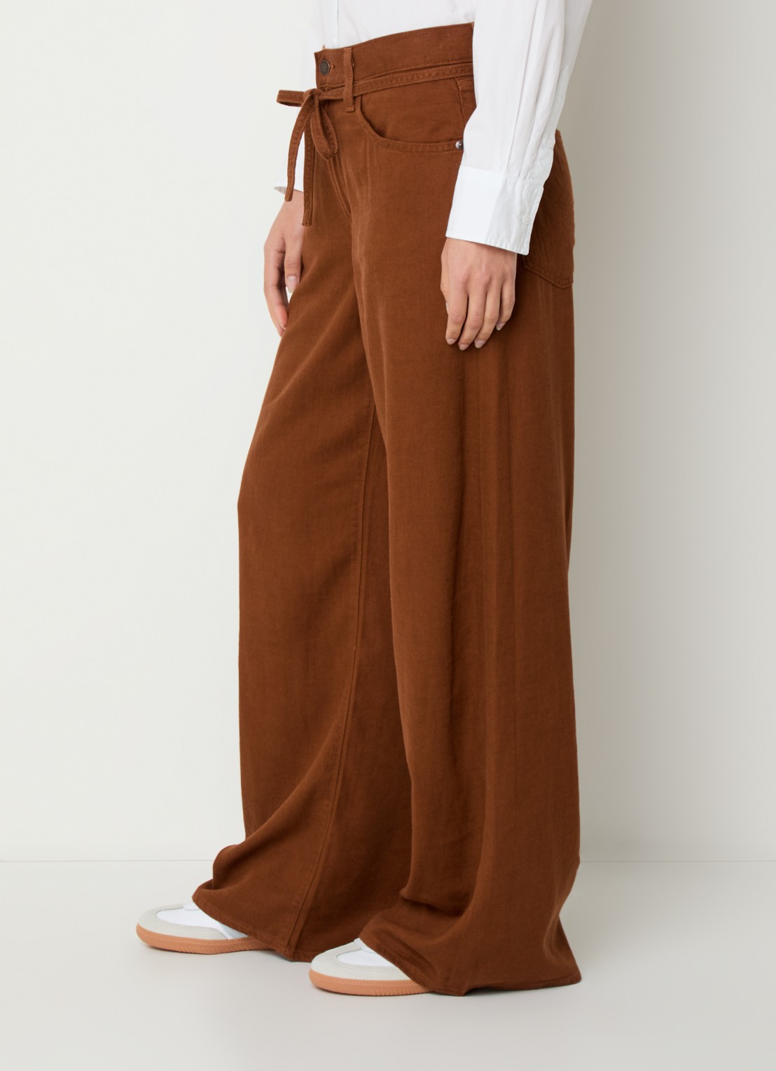 Levi's High waist straight leg jeans in linnenblend - detail 3 bruin