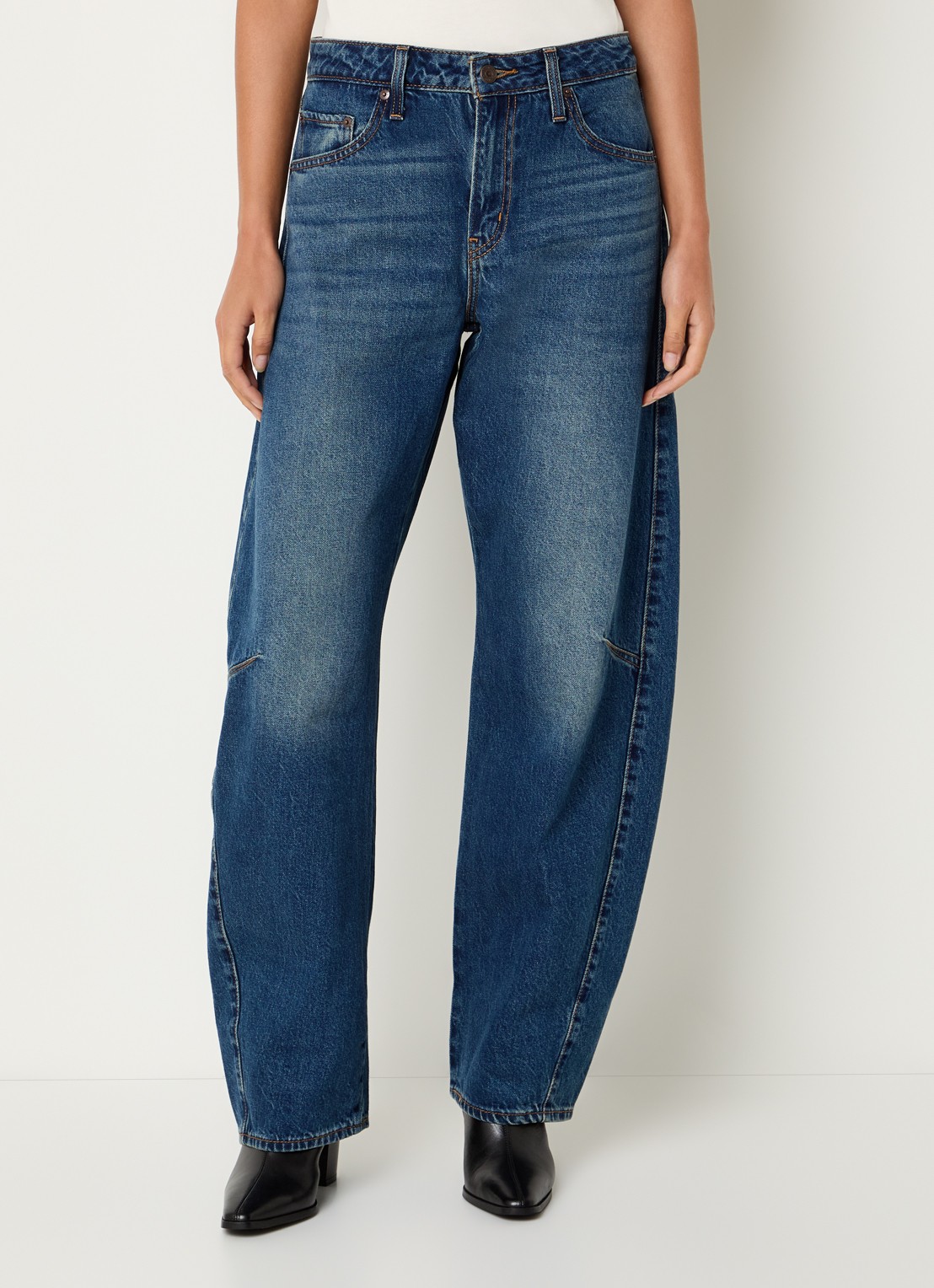 Levi's High waist straight leg jeans met donkere wassing - detail indigo