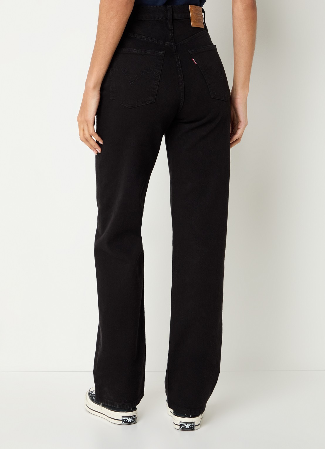 Levi's High waist straight leg jeans met gekleurde wassing - achterkant zwart