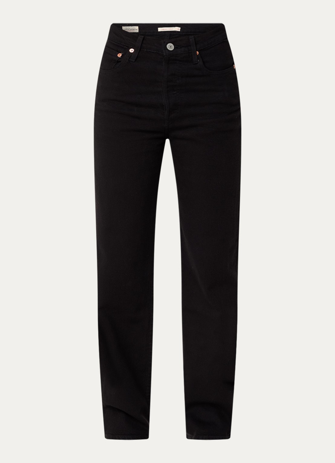 Levi's High waist straight leg jeans met gekleurde wassing - voorkant 2 zwart