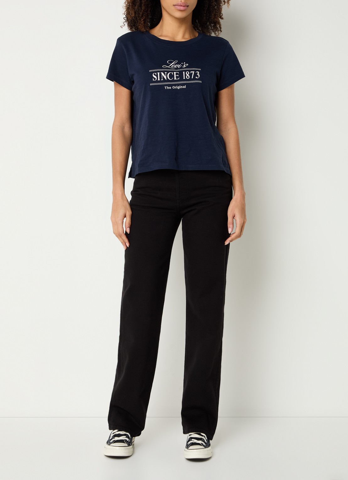 Levi's High waist straight leg jeans met gekleurde wassing - voorkant 3 zwart