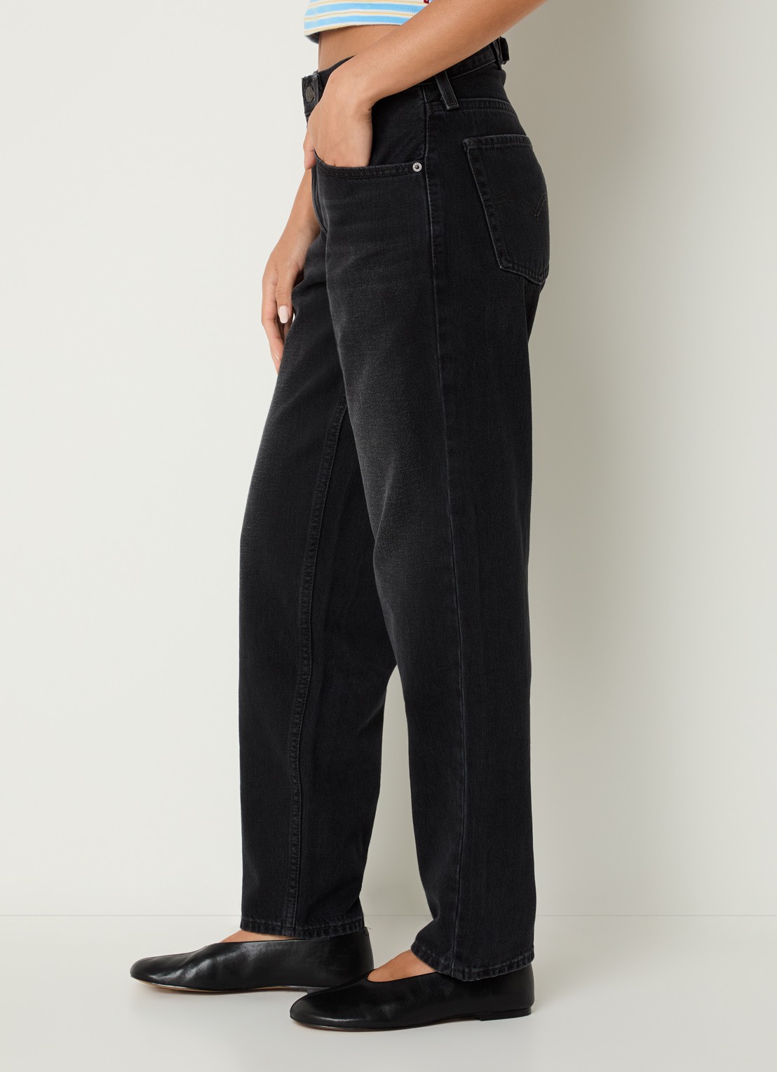 Levi's High waist straight leg jeans met gekleurde wassing - detail 5 zwart