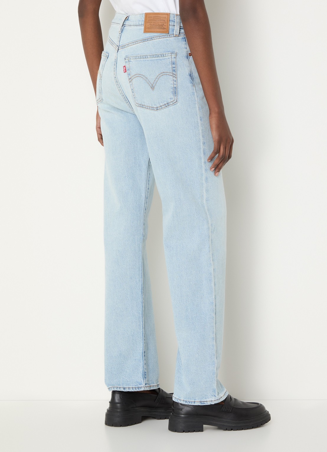 Levi's High waist straight leg jeans met lichte wassing - achterkant lichtblauw