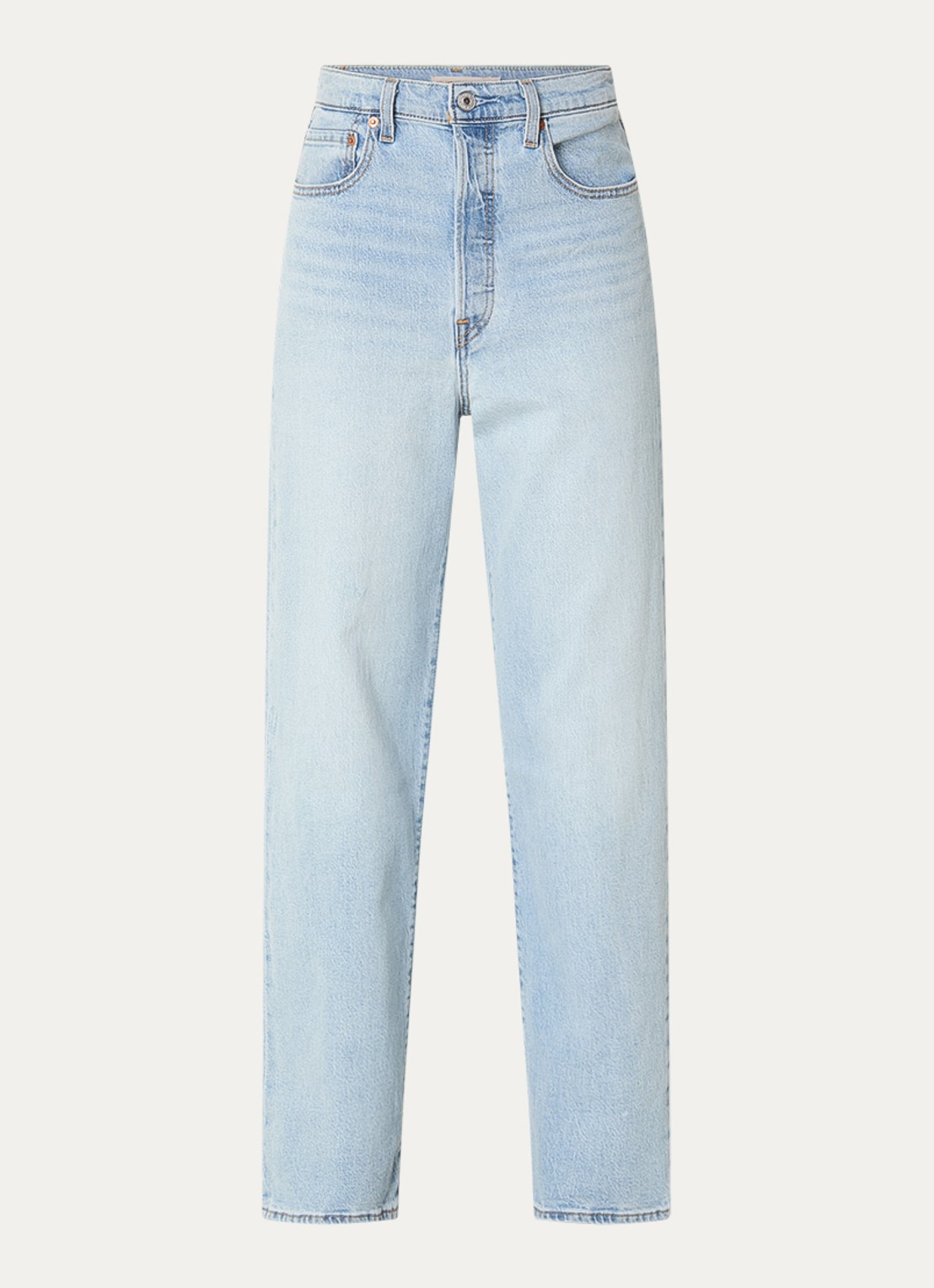Levi's High waist straight leg jeans met lichte wassing - voorkant 4 lichtblauw
