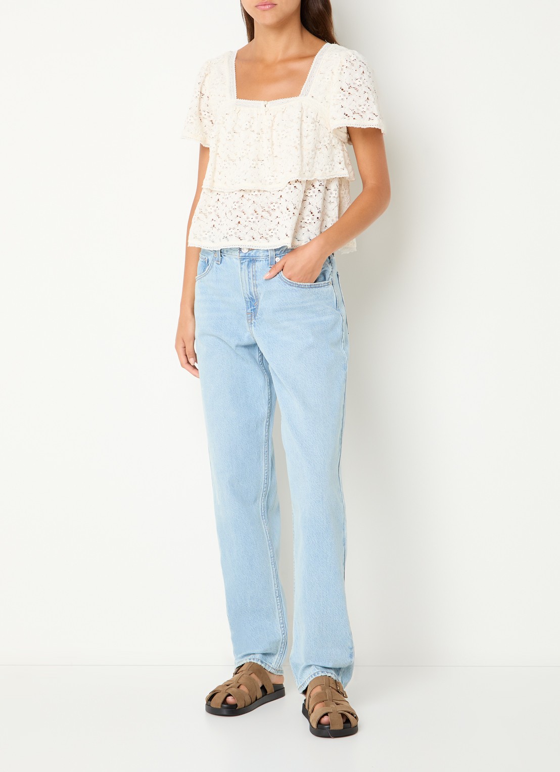 Levi's High waist straight leg jeans met lichte wassing - voorkant 2 indigo
