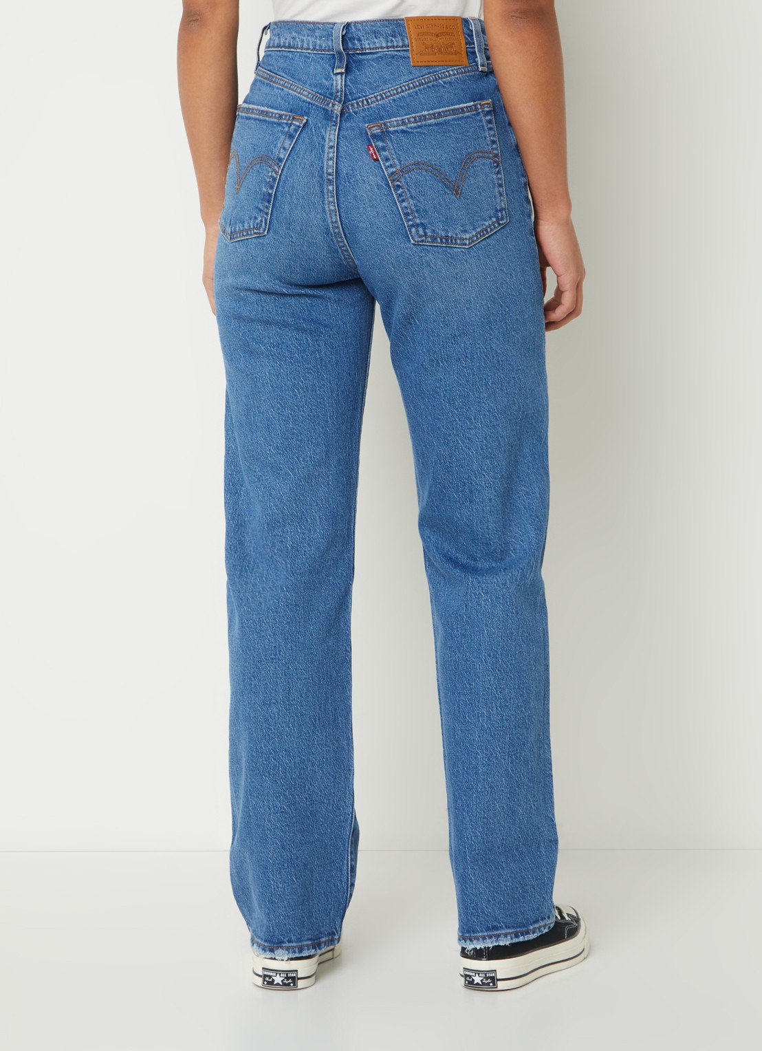 Levi's High waist straight leg jeans met medium wassing - achterkant 5 indigo
