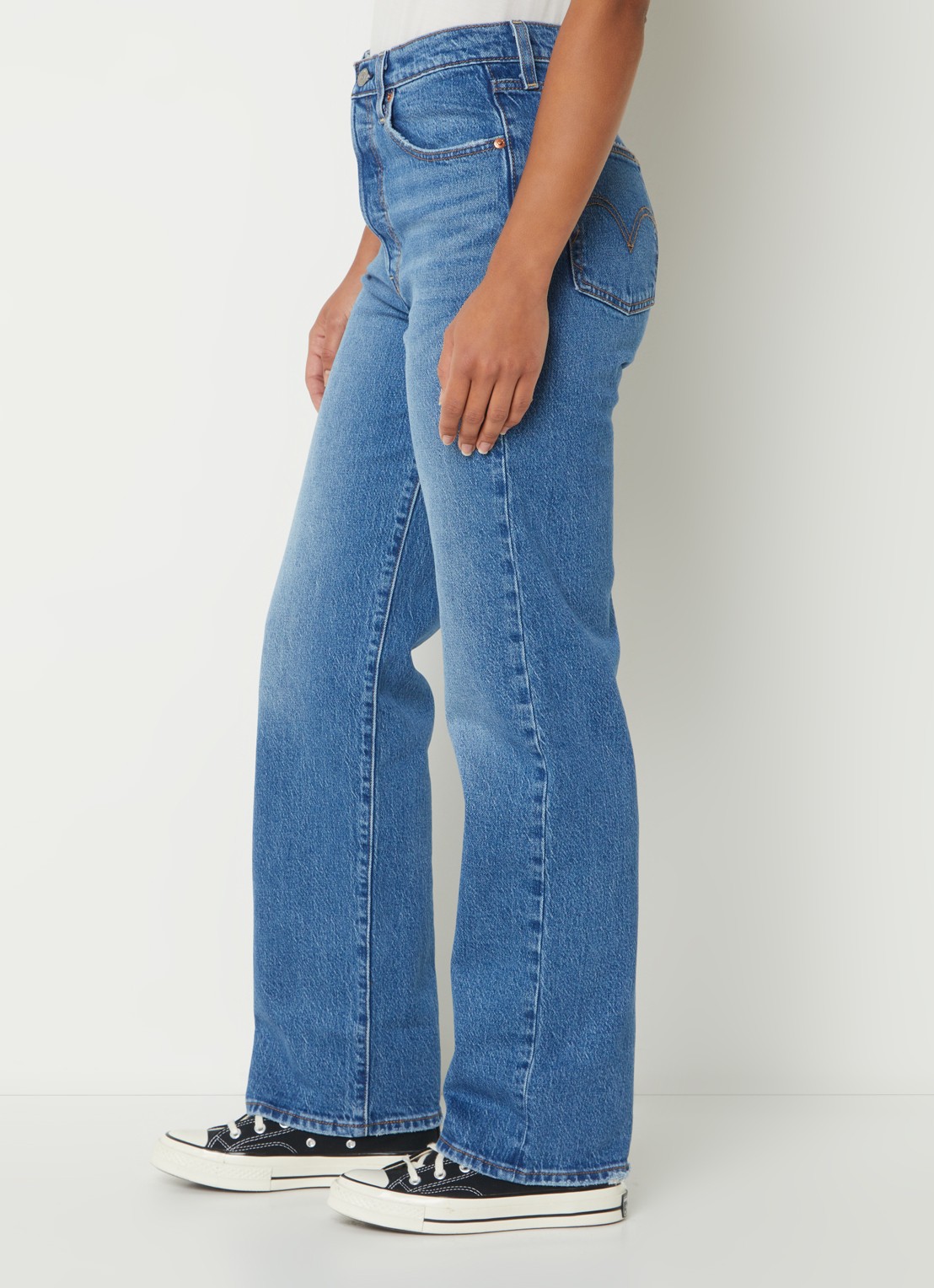 Levi's High waist straight leg jeans met medium wassing - detail 4 indigo